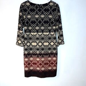 Taylor | Black and Burgundy Print Sheath Sz 12